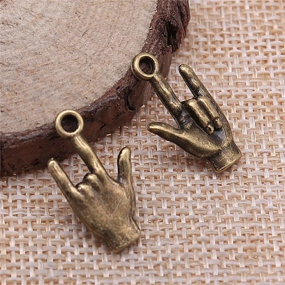 22x13mm 1.6g Multicolor Zinc Alloy I Love You Hand Gesture Charm Pendant for DIY Jewelry Making