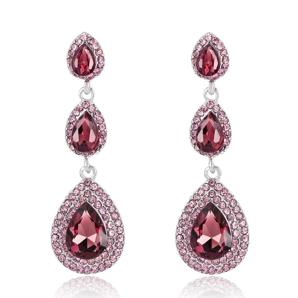 Luxury Teardrop Crystal Rhinestone Chandelier Earrings For Bridal Wedding Party Banquet Gift