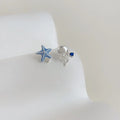 Designer Asymmetric Silver Starfish And Jellyfish Copper Stud Earrings For Women Sweet Cool Style