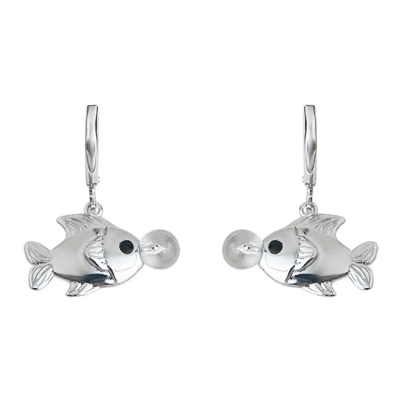 Original Copper Bubble Goldfish Drop Earrings Sweet Cool Minimalist Animal Design Jewelry