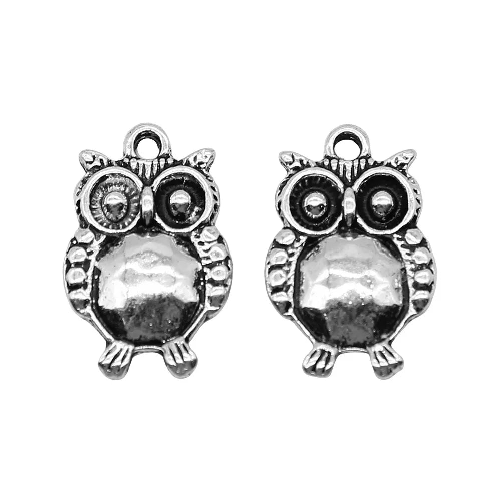 14x21mm 2.9g Antique Silver Zinc Alloy Big Belly Owl Cat Charm Pendant for Necklace Bracelet DIY Jewelry