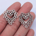 26x24mm 2.7g Vintage Zinc Alloy Hollow Heart Earring Connector Charms for DIY Earrings Making