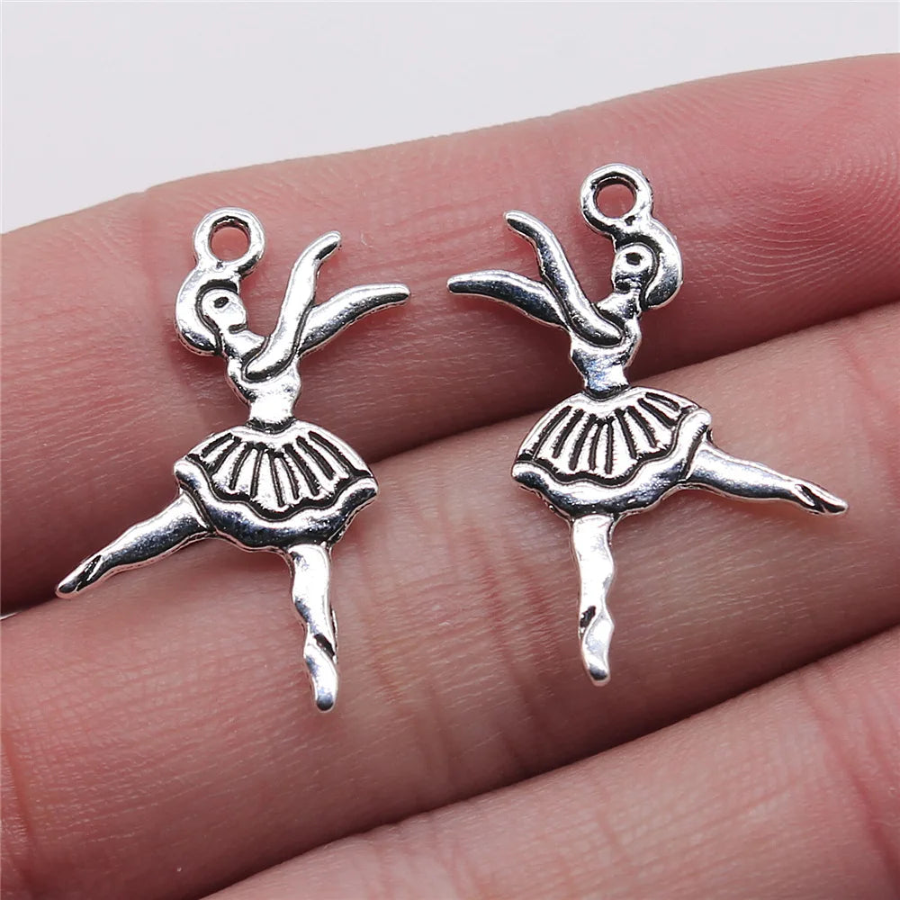 18x28mm 1g Multicolor Zinc Alloy Ballet Dancer Charm Pendant for DIY Jewelry Making
