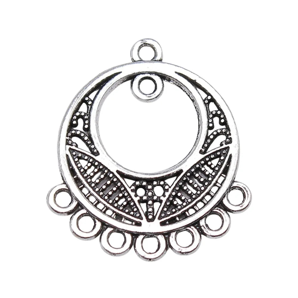 26x23mm 1.7g Multicolor Zinc Alloy Round Earring Connector Charms for DIY Earrings