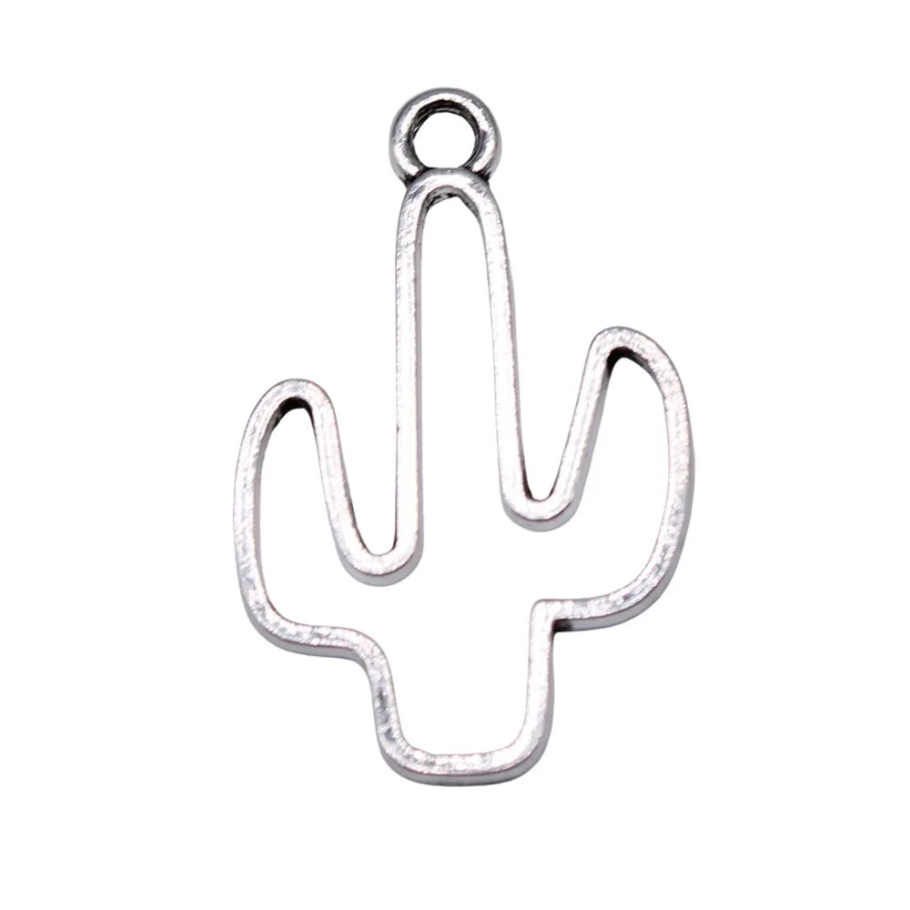 25x17mm 0.76g Multi Color Zinc Alloy Hollow Cactus Charm Pendant for DIY Necklace Bracelet Making