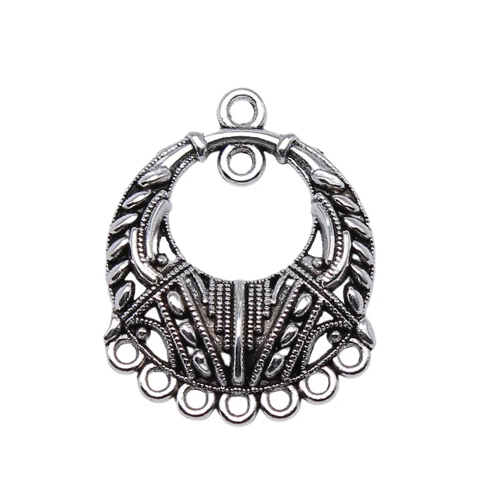 27x21mm 2.5g Multicolor Zinc Alloy Round Multi Hole Earring Connector Charms for DIY Earring Making
