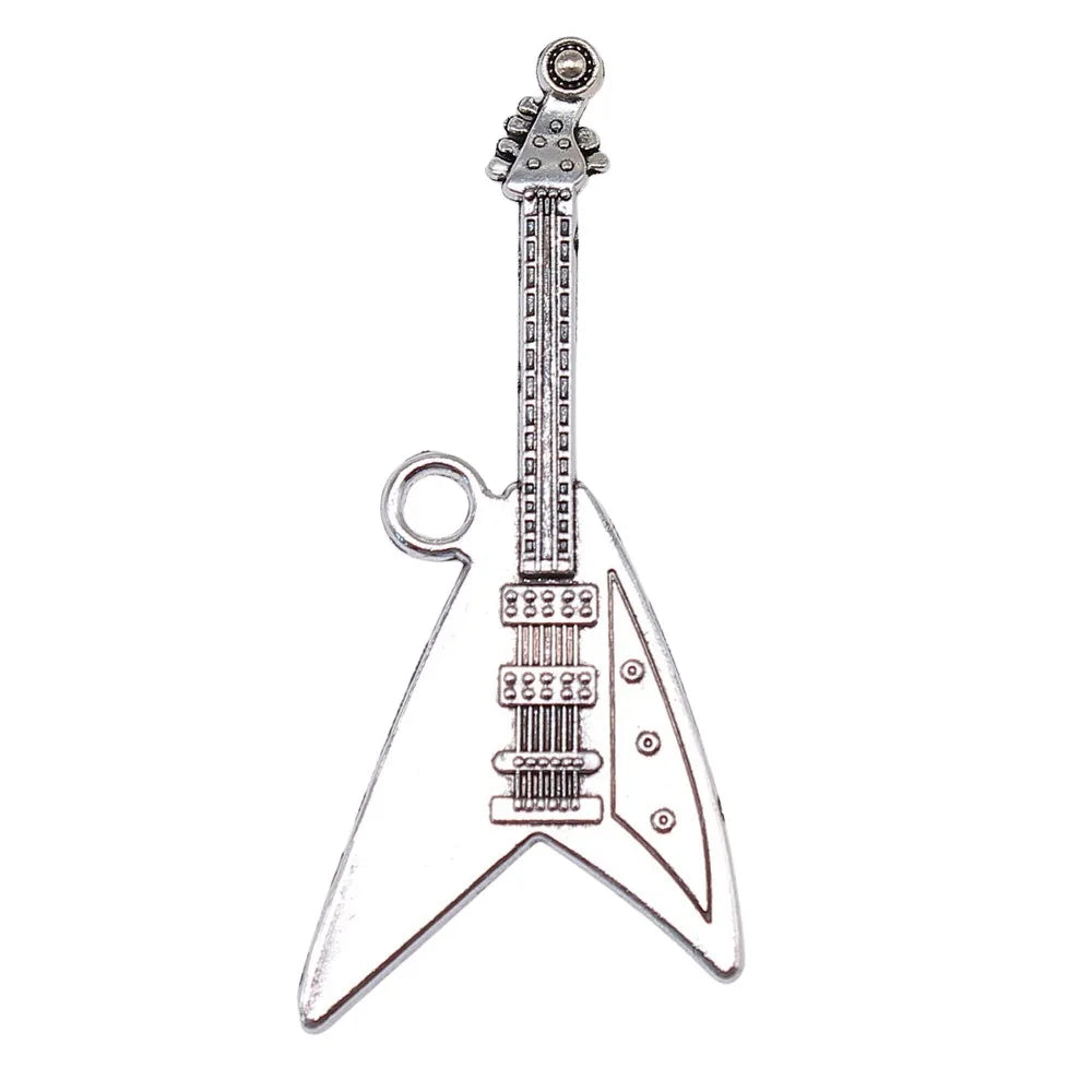 77x32mm 10.3g Multicolor Zinc Alloy Electric Guitar Charm Pendant for Music Theme DIY Jewelry Making