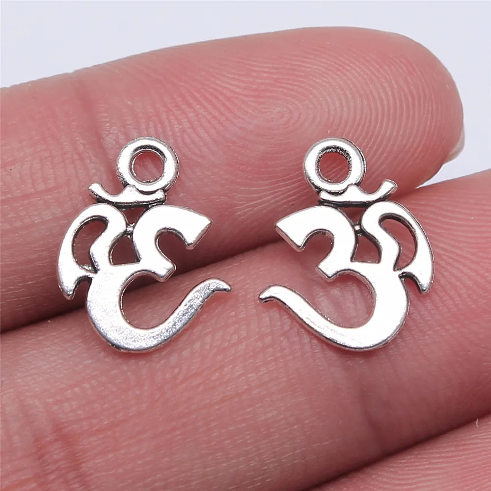 15x12mm 0.5g Antique Silver Zinc Alloy OM Charm Pendant for DIY Jewelry Making