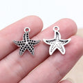 18x17mm 1.1g Antique Silver Zinc Alloy Starfish Charm Pendant for Rhinestone DIY Jewelry Making