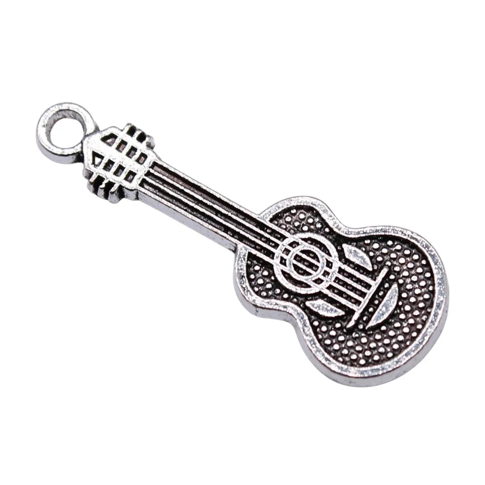 28x10mm 1.45g Multicolor Zinc Alloy Guitar Charm Pendant for DIY Bracelet Necklace Jewelry Making