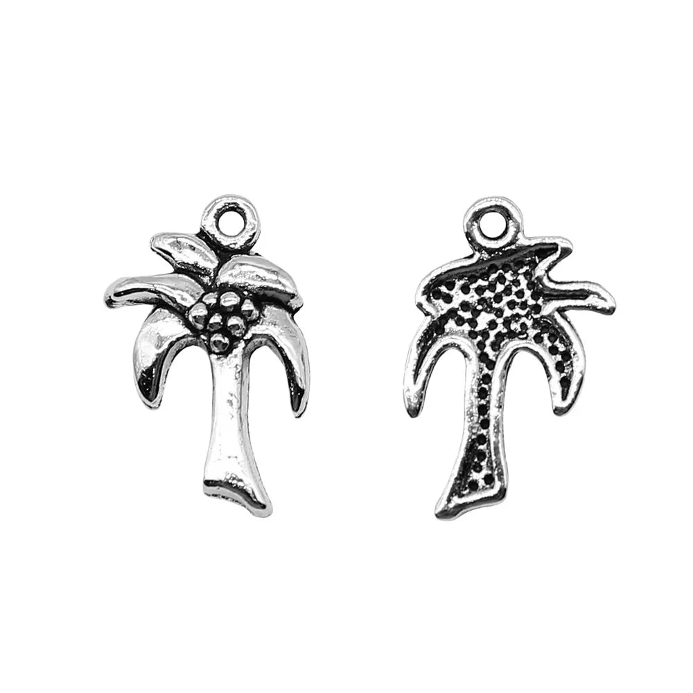 13x20mm 1g Multicolor Zinc Alloy Coconut Tree Charm Pendant for Necklace Bracelet Jewelry Making