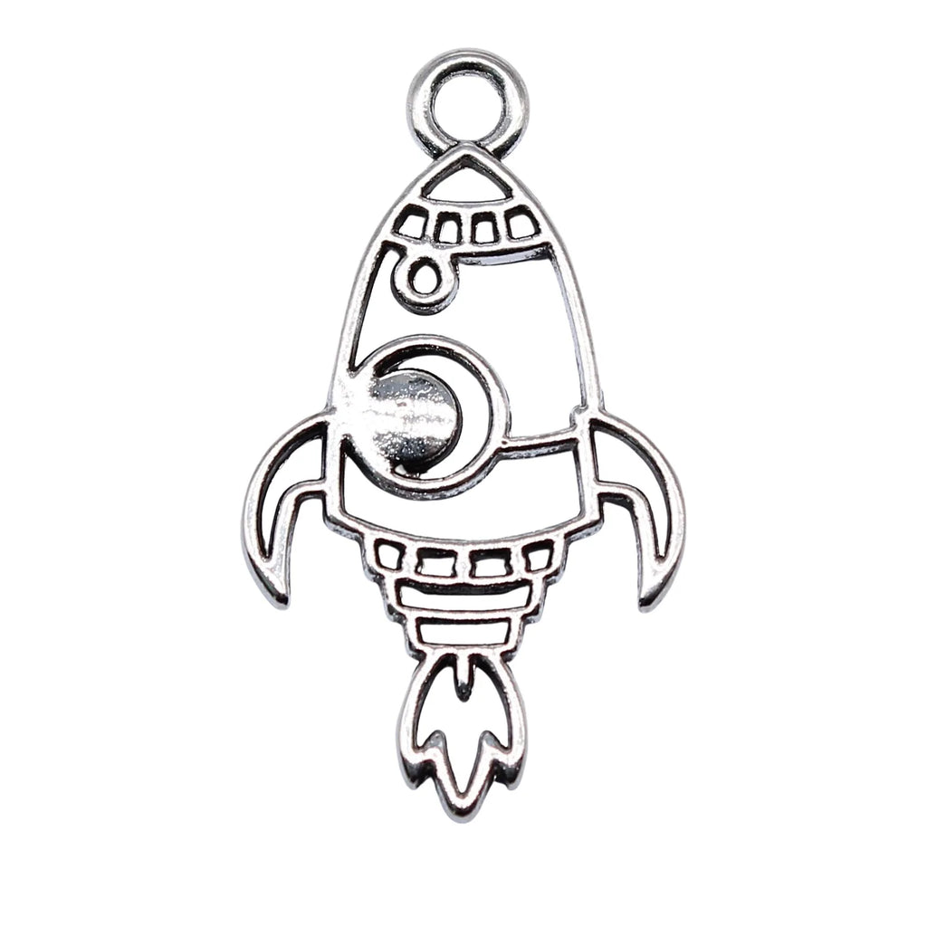 28x16mm 1g Antique Silver Zinc Alloy Rocket Charm Pendant for DIY Necklace Bracelet Jewelry Making