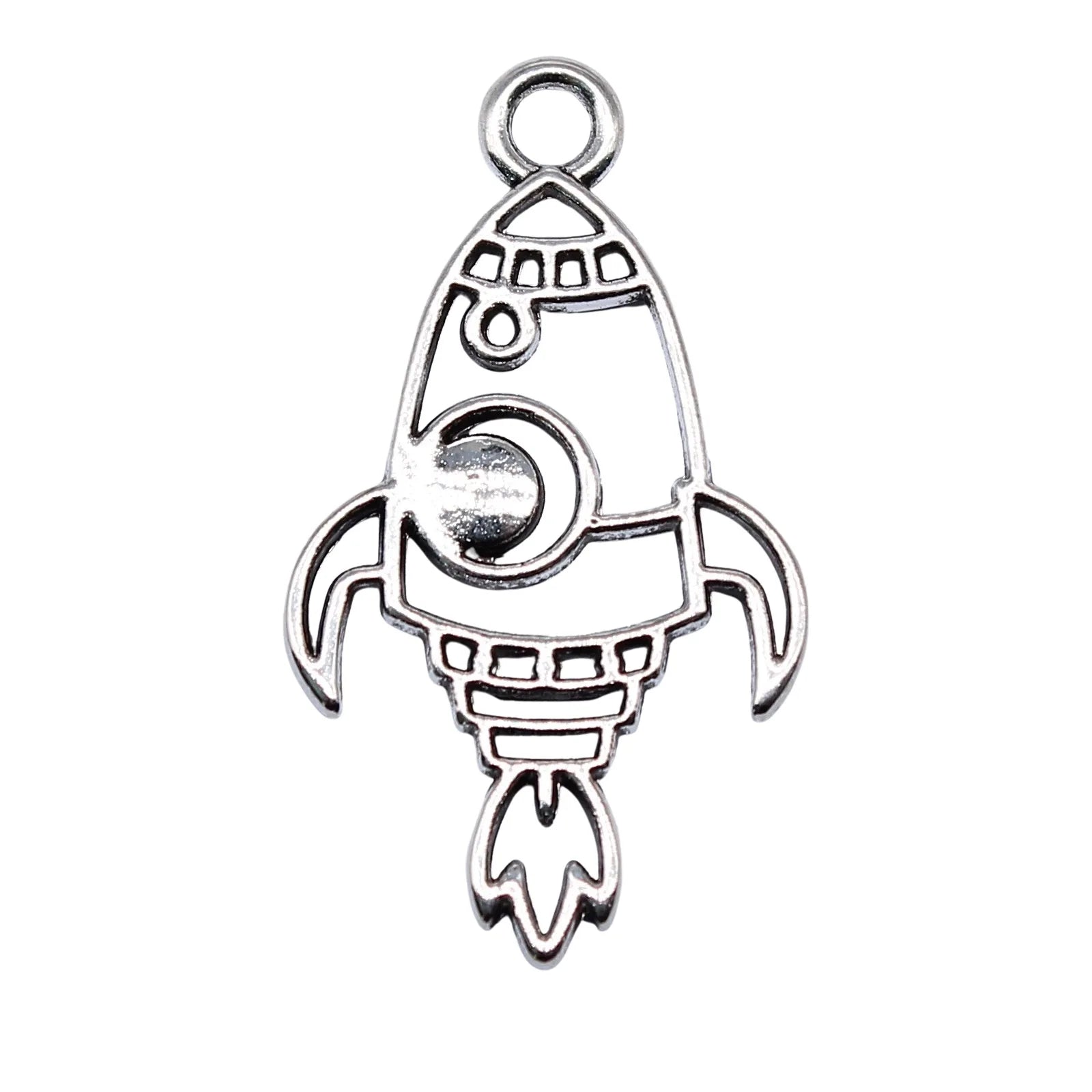 28x16mm 1g Antique Silver Zinc Alloy Rocket Charm Pendant for DIY Necklace Bracelet Jewelry Making