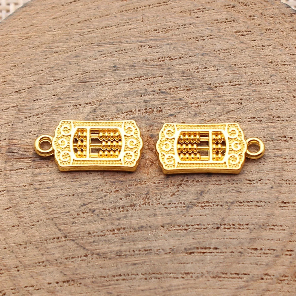 16x7.7x1.6mm 0.76g Bright Gold Zinc Alloy Abacus Charm Pendant for DIY Necklace Bracelet Jewelry Making