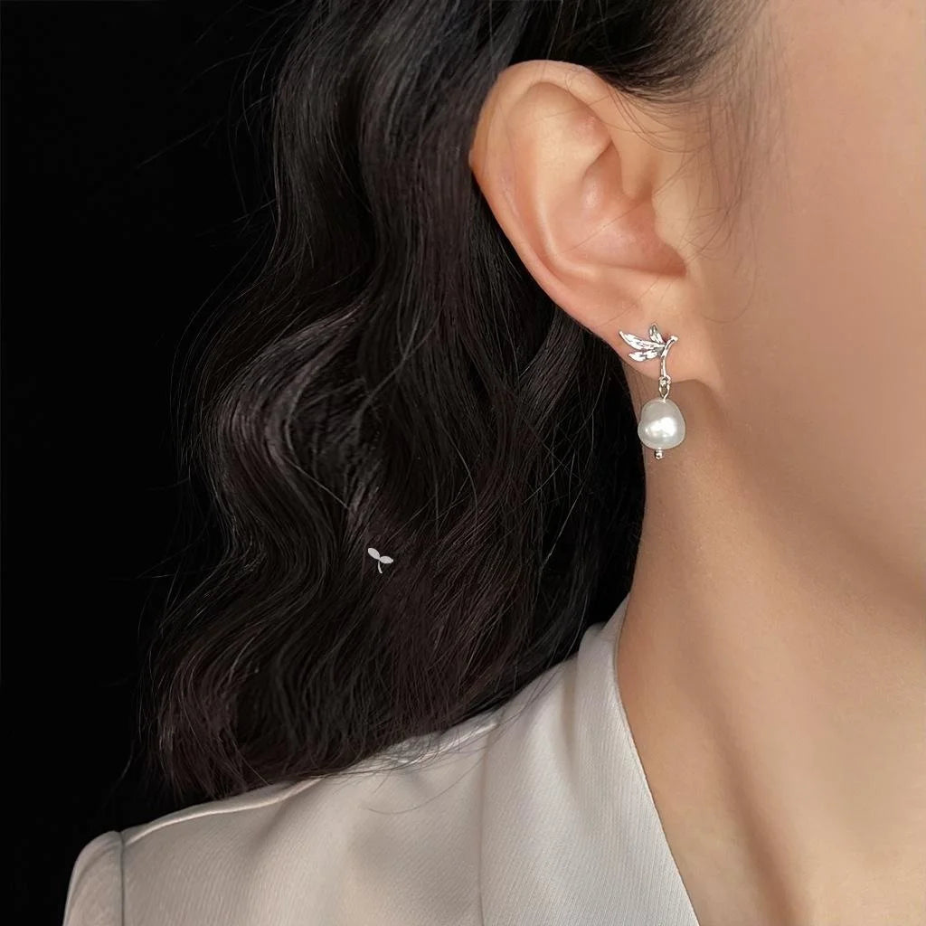 Niche Designer Natural Freshwater Pearl Irregular Baroque Geometric Drop Earrings For Women