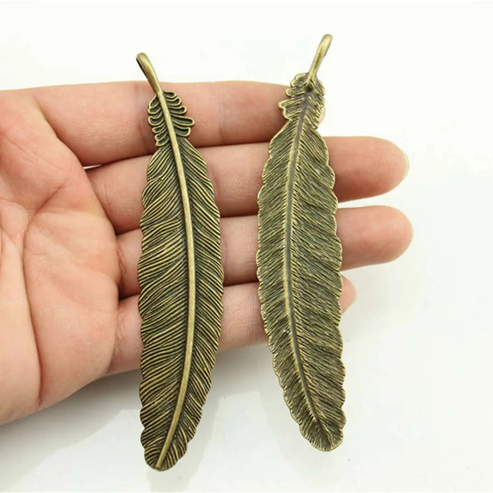 106mm 10.1g Multicolor Zinc Alloy Large Feather Charm Pendant for DIY Handmade Jewelry Making