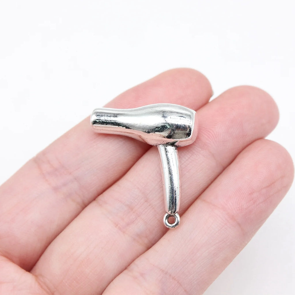 27x23mm 7.7g Antique Silver Zinc Alloy 3D Hair Dryer Charm Pendant for DIY Necklace Bracelet Making
