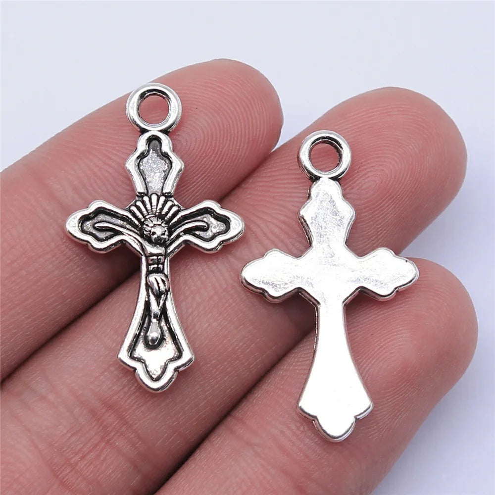 31x18mm 1.8g Antique Silver Zinc Alloy Cross Charm Pendant for DIY Necklace Bracelet Jewelry Making