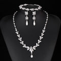 Luxury Bridal Marquise Glass Crystal Necklace Bracelet Earrings Jewelry Set For Wedding Party Banquet Gift