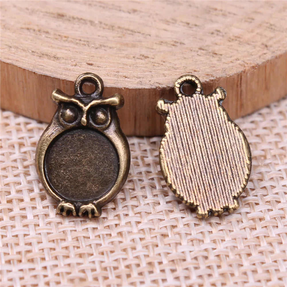 18x12mm 1.3g Antique Bronze Zinc Alloy Owl Cat Charm Pendant for DIY Necklace Bracelet Jewelry Making