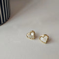 Korean Style Silver Plated Alloy Heart Stud Earrings For Women Minimalist Fashion Jewelry