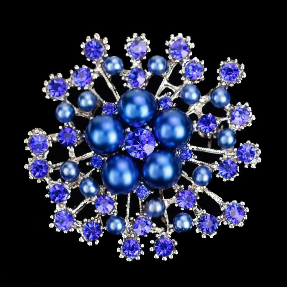 Elegant Snowflake Flower Pearl Rhinestone Brooch, Gold Alloy Lapel Pin Corsage Suit Accessory Gift