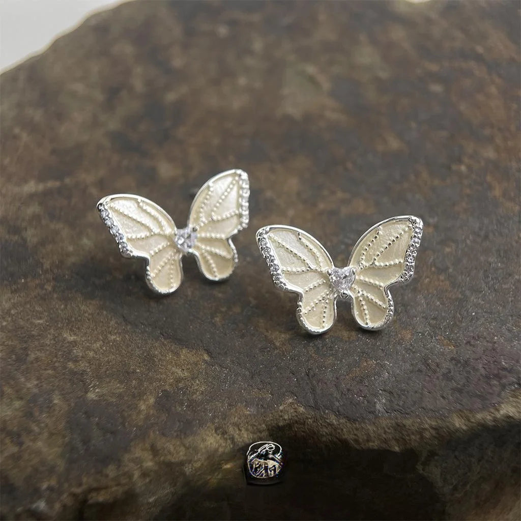 Elegant Sweet Forest Style Zircon Butterfly Drop Earrings Copper