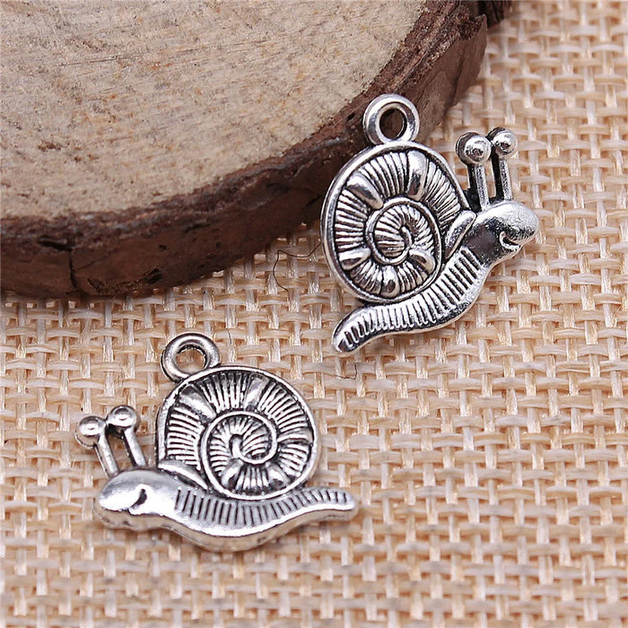16x18mm 2.2g Antique Silver Zinc Alloy Double Sided Snail Charm Pendant for DIY Bracelet Jewelry Making