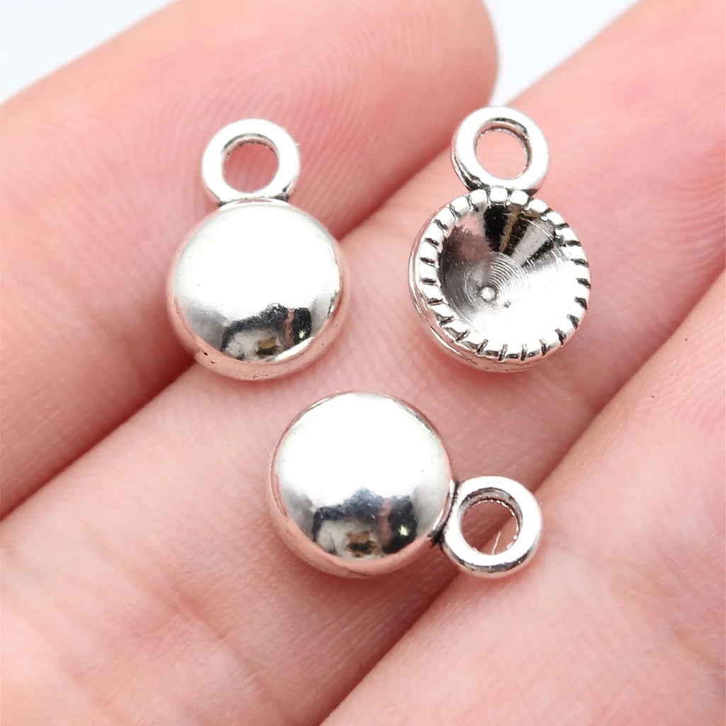 12x8.4mm 0.88g Antique Silver Zinc Alloy Rhinestone-Setting Charm Pendant for Necklace Bracelet DIY Jewelry