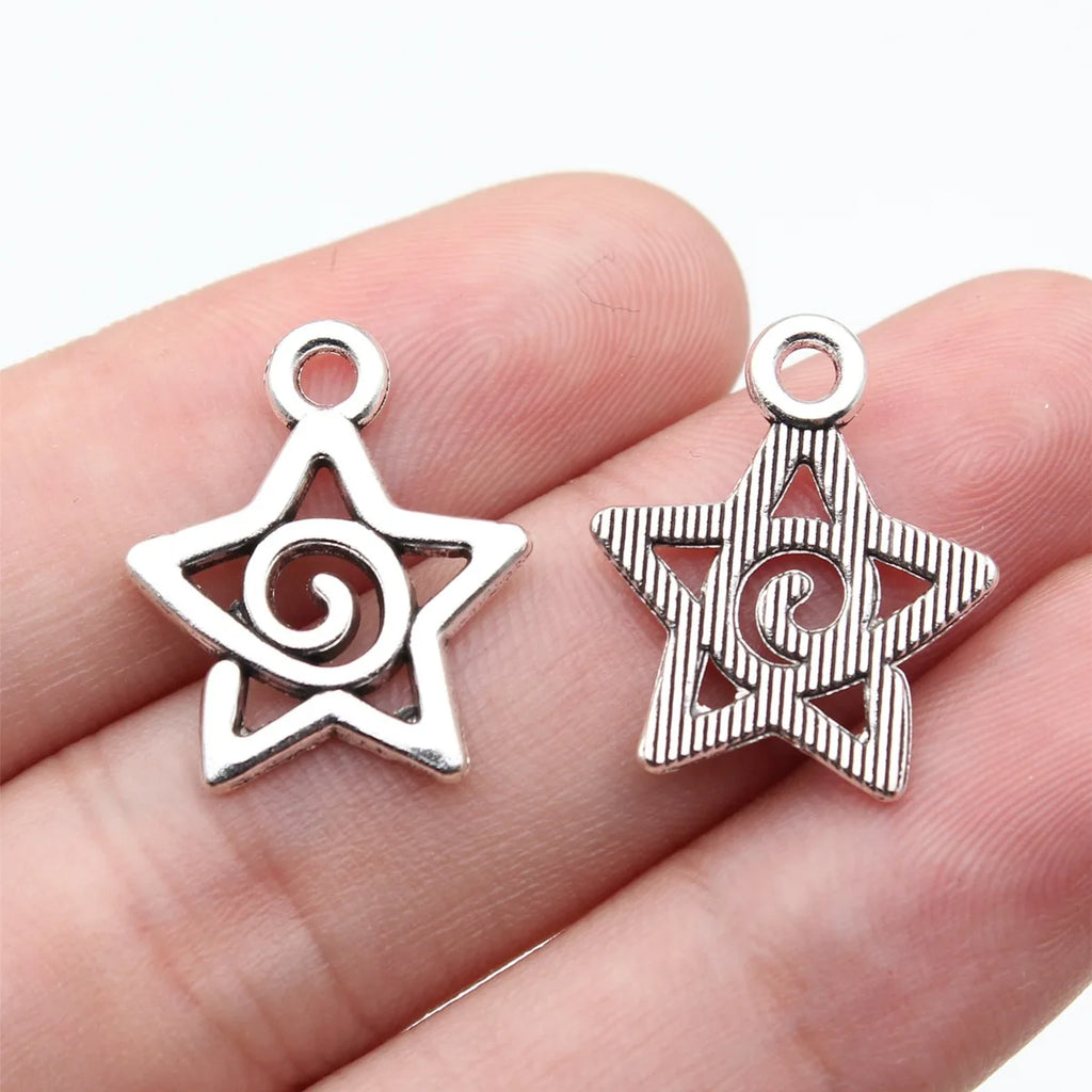 20x17mm 1.05g Multi-Color Zinc Alloy Swirl Star Charm Pendant for DIY Necklace Bracelet Jewelry Making