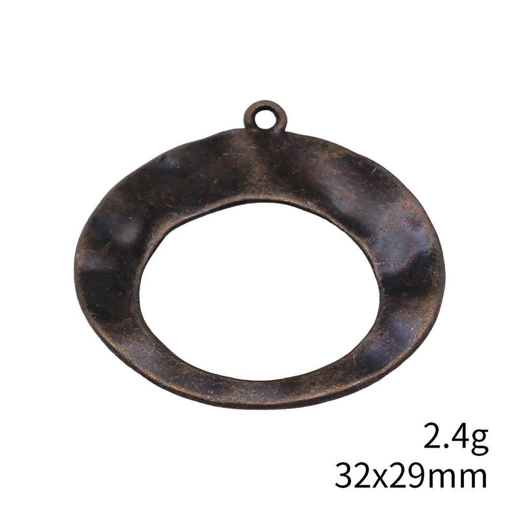 32x29mm 2.4g Antique Bronze Zinc Alloy Hollow Hammered Geometric Charm Pendant for DIY Jewelry Making