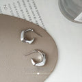 Sweet Cool Style Copper Geometric Smooth Irregular Ring Stud Earrings For Women