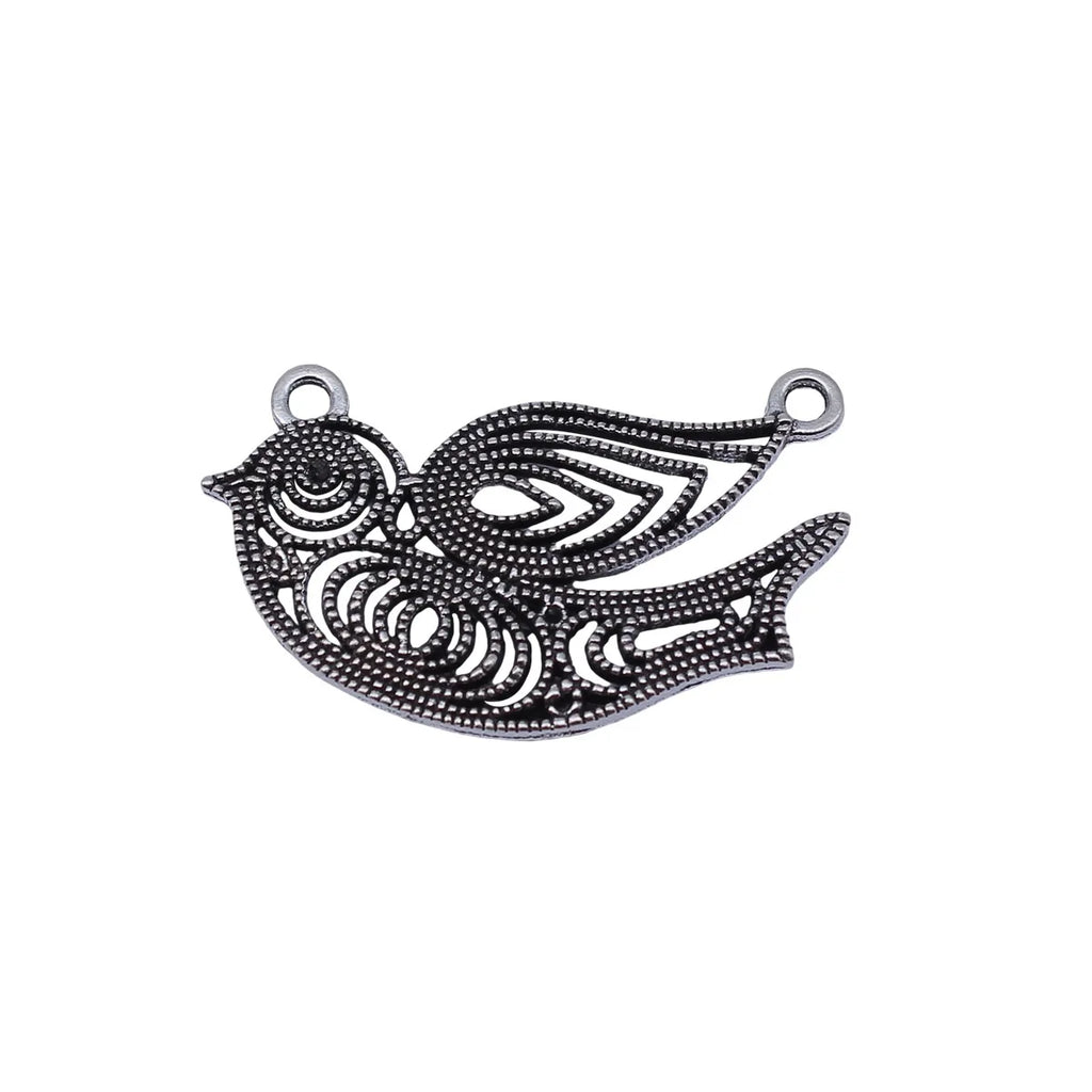 40x25mm 3.9g Antique Silver Zinc Alloy Bird charm pendant for nature necklaces and bracelet making