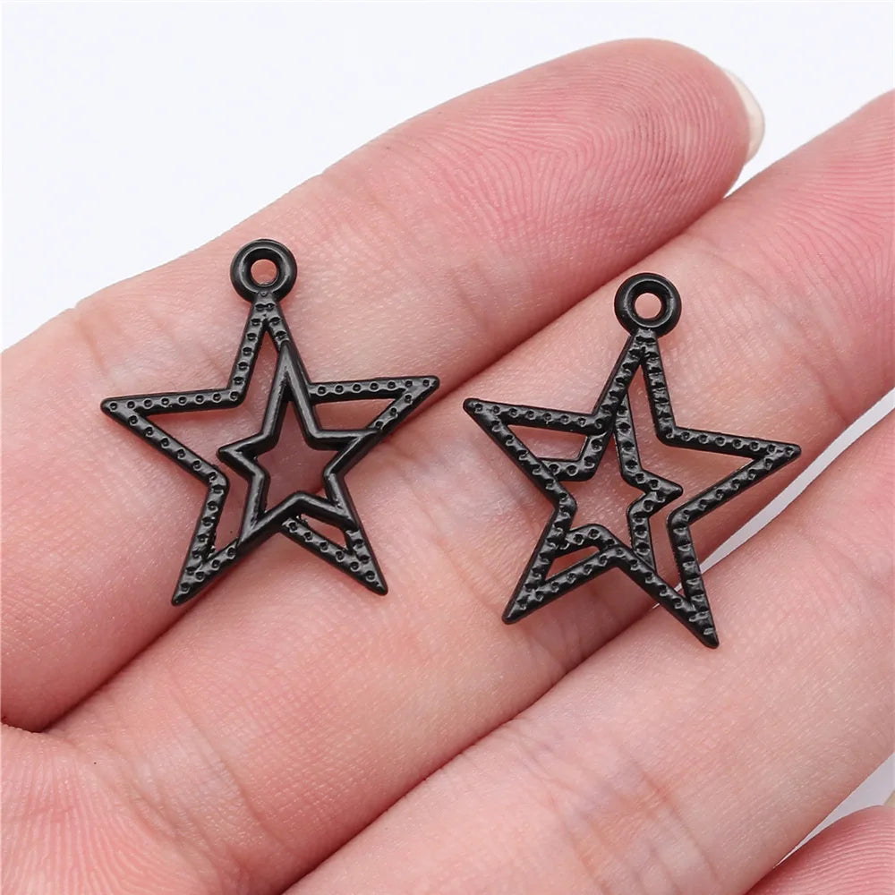 23x20mm 0.9g Black Electrophoretic Zinc Alloy Spider Star Charm Pendant for DIY Halloween Jewelry