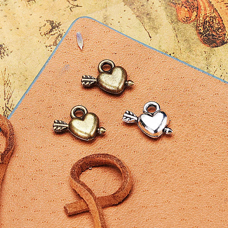 12x10MM Zinc Alloy Arrow Heart Charm Pendant for DIY Necklace Bracelet Jewelry Making