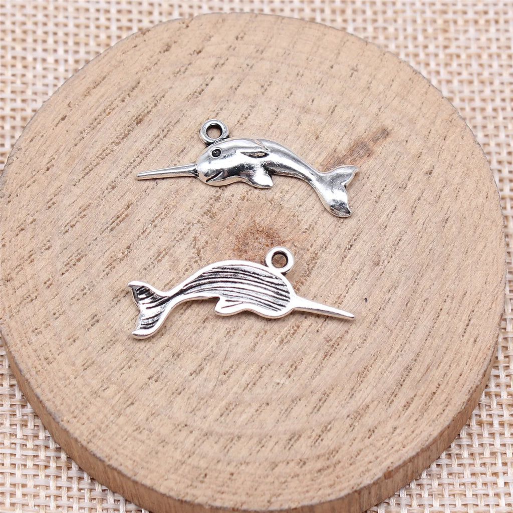 17x27mm 0.86g Antique Silver Zinc Alloy Narwhal Charm Pendant for DIY Jewelry Making