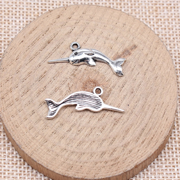 17x27mm 0.86g Antique Silver Zinc Alloy Narwhal Charm Pendant for DIY Jewelry Making