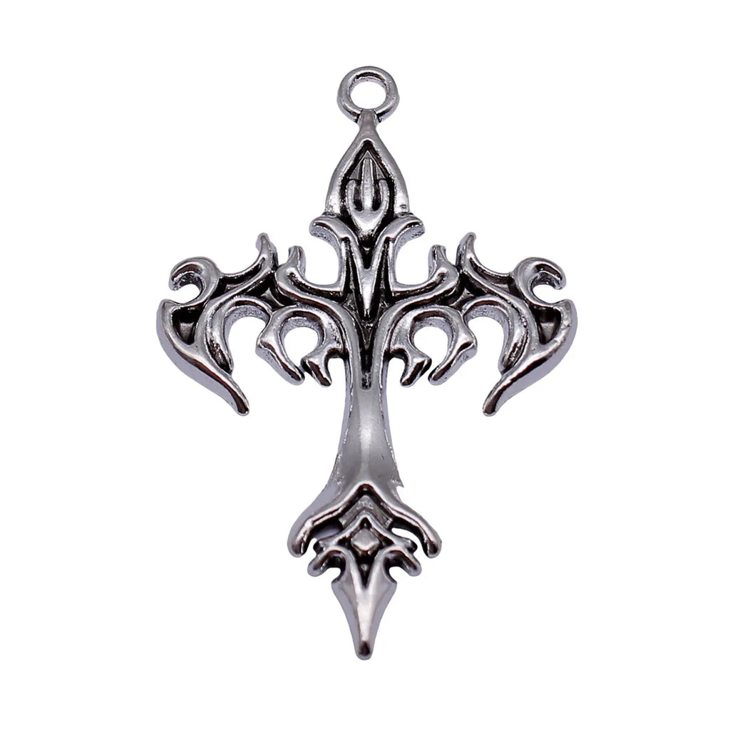 54x35mm 6.7g Multicolor Zinc Alloy Flame Cross Charm Pendant for DIY Necklace Bracelet Jewelry Making