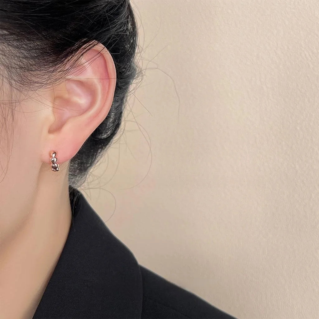 Rose Gold Copper Heart Hoop Earrings Minimalist Small Huggie Hoops For Everyday Office Style