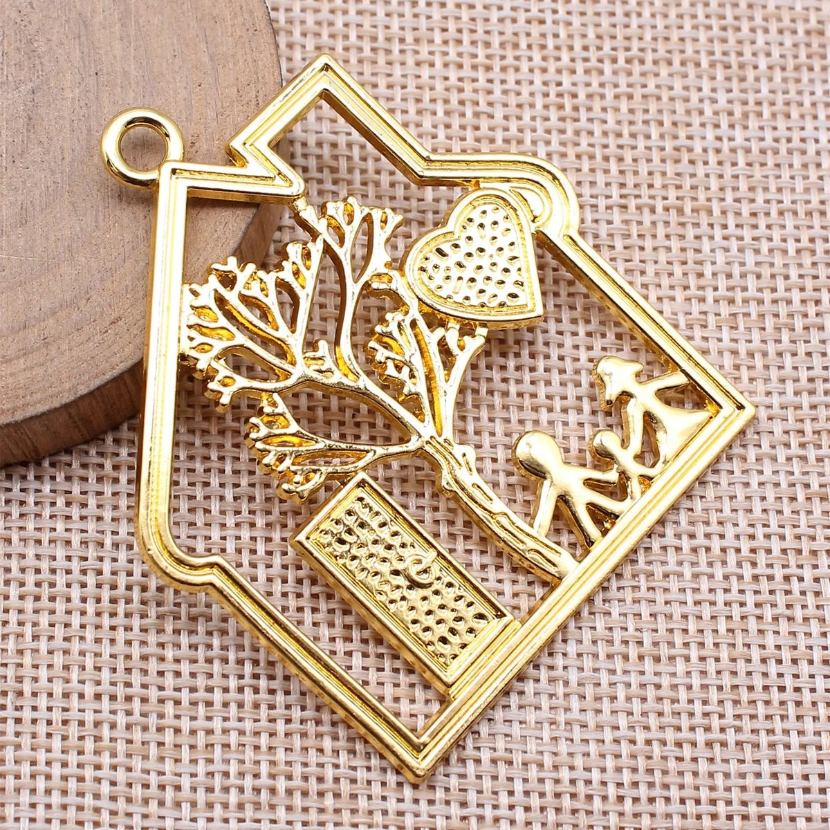 59x52mm 13.7g Multicolor Zinc Alloy Happy Family Charm Pendant for DIY Family Theme Jewelry