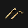 Elegant Minimalist Matte Gold Alloy Long Teardrop Line Dangle Stud & Clip On No Piercing Earrings
