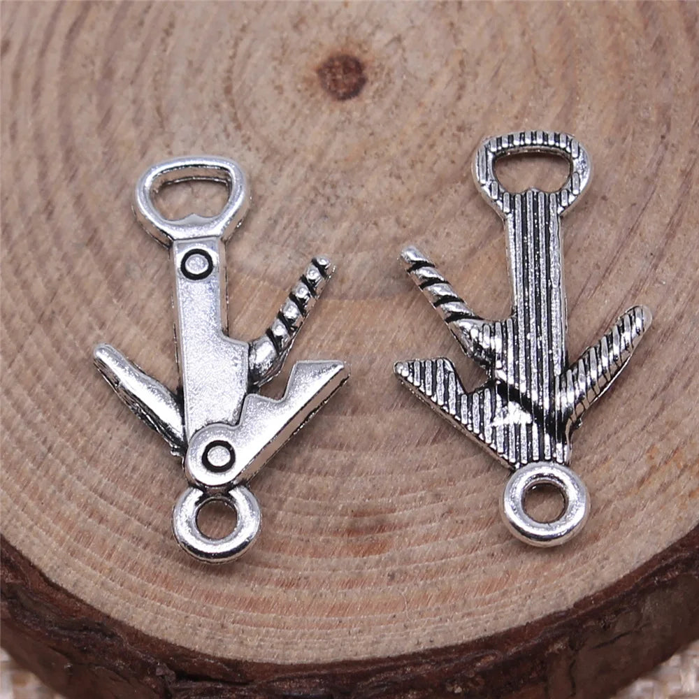 21x13mm 0.9g Antique Silver Zinc Alloy Bottle Opener Charm Pendant for DIY Necklace Bracelet Making