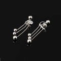Elegant Alloy Metal Ball Spiral Tassel Drop Stud & Clip On No Piercing Back Hanging Earrings