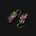 Elegant Forest Style Grape Cluster Crystal Bead Drop Stud & Clip On No Piercing Gold Alloy Hoop Earrings