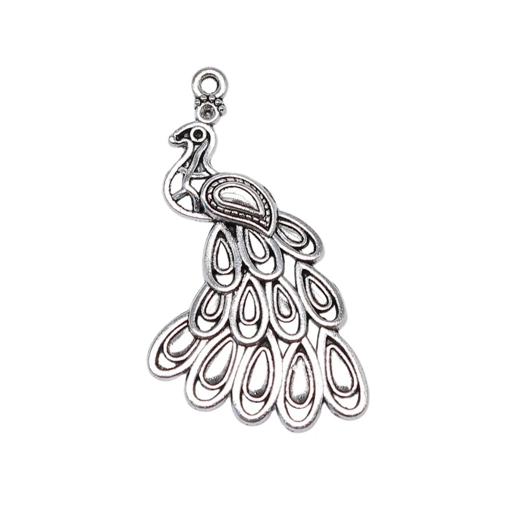 43x24mm 3.6g Multi Color Zinc Alloy Peacock Charm Pendant for DIY Necklace Bracelet Making