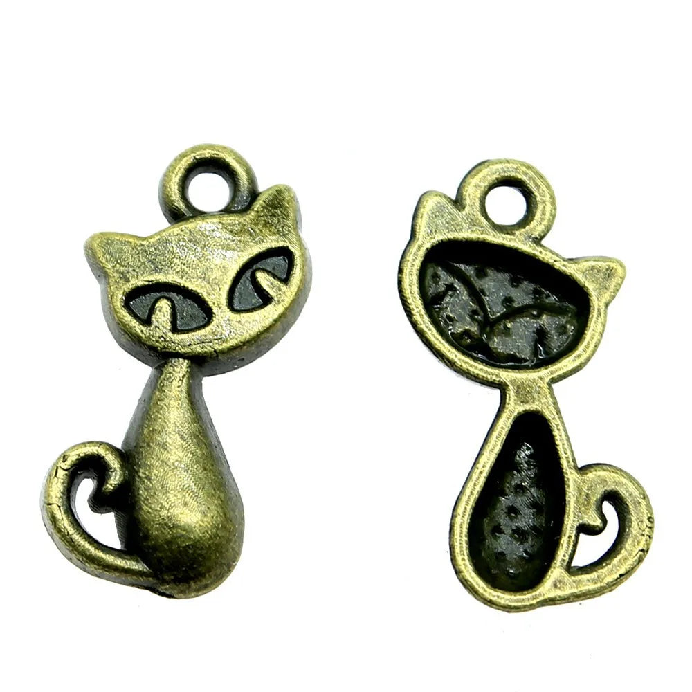 17x9mm 0.7g Multicolor Zinc Alloy Cat Charm Pendant for DIY Necklace Bracelet Jewelry Making