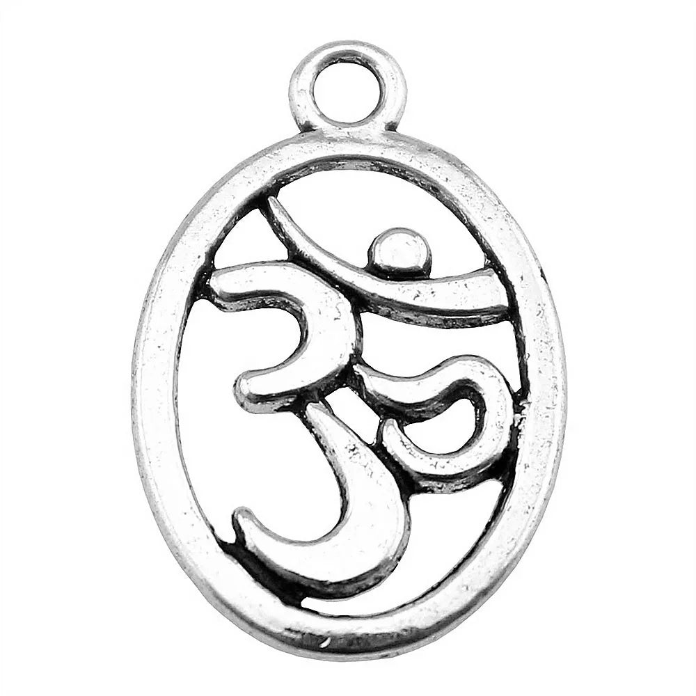22x14mm 1g Antique Silver Zinc Alloy OM Symbol Charm Pendant for DIY Necklace Bracelet Making