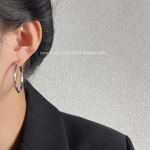 Sweet Cool Silver Plated Metal Geometric Round Hoop Earrings Statement Ear Cuffs