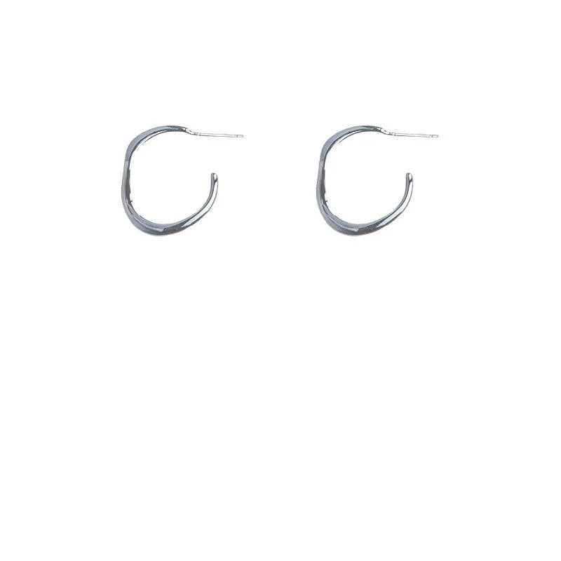 Casual Geometric C-Shaped Hoop Earrings For Women, Copper Round Irregular Ear Jewelry