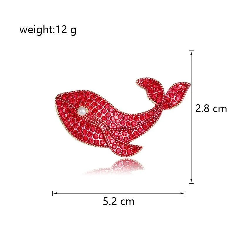 Elegant Blue Whale Rhinestone Brooch With Pearl Eye, Ocean Animal Lapel Pin Corsage Suit Accessory Gift
